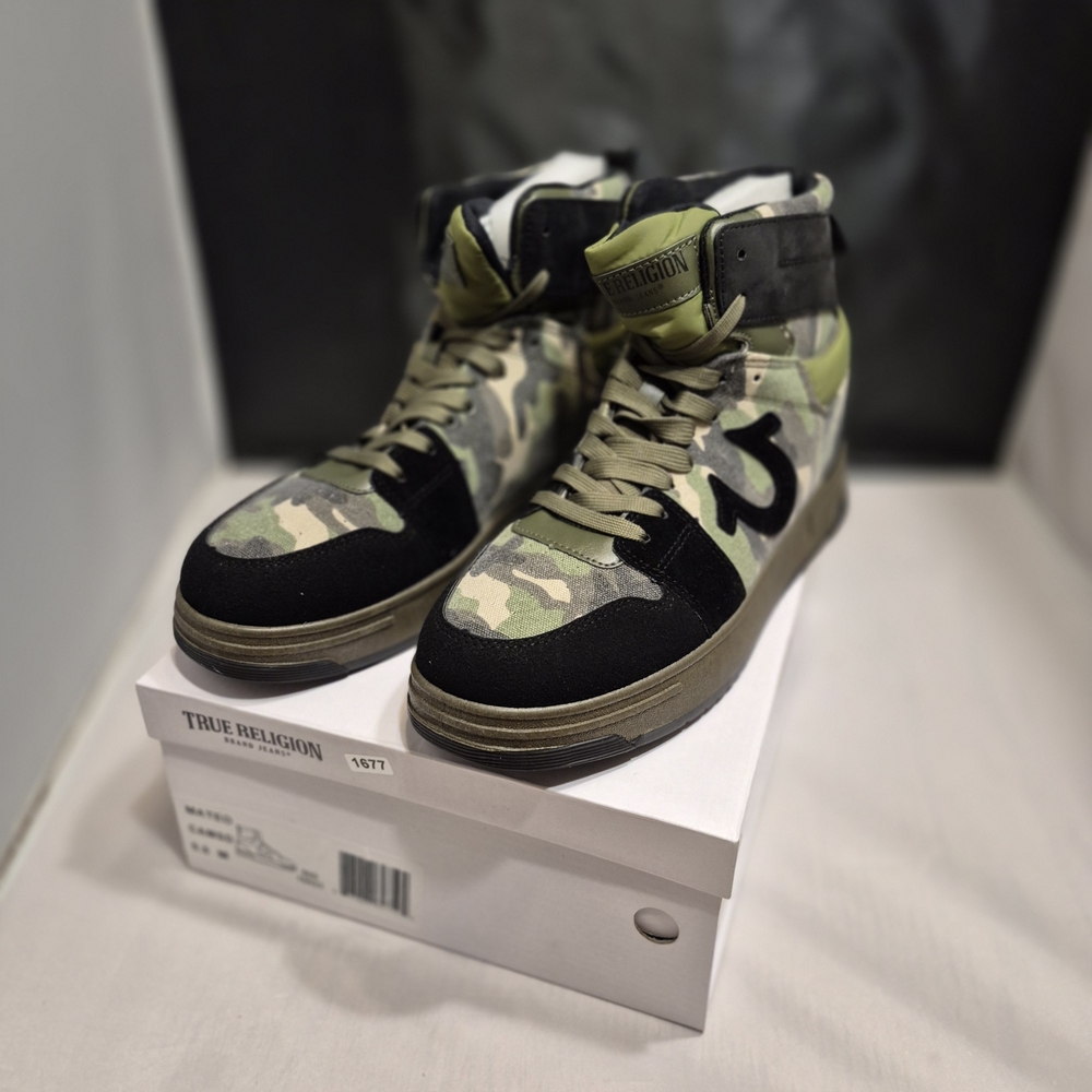 New True Religion Men's Camouflage High-Top Sneakers Size 9.5M